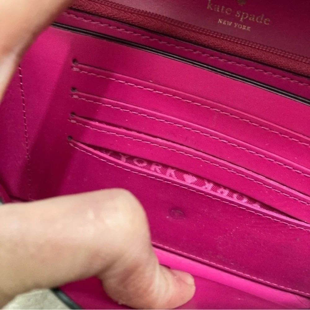 Kate Spade Pim Arbour Hill Leather Flap Wallet Black & Sweetheart Pink
